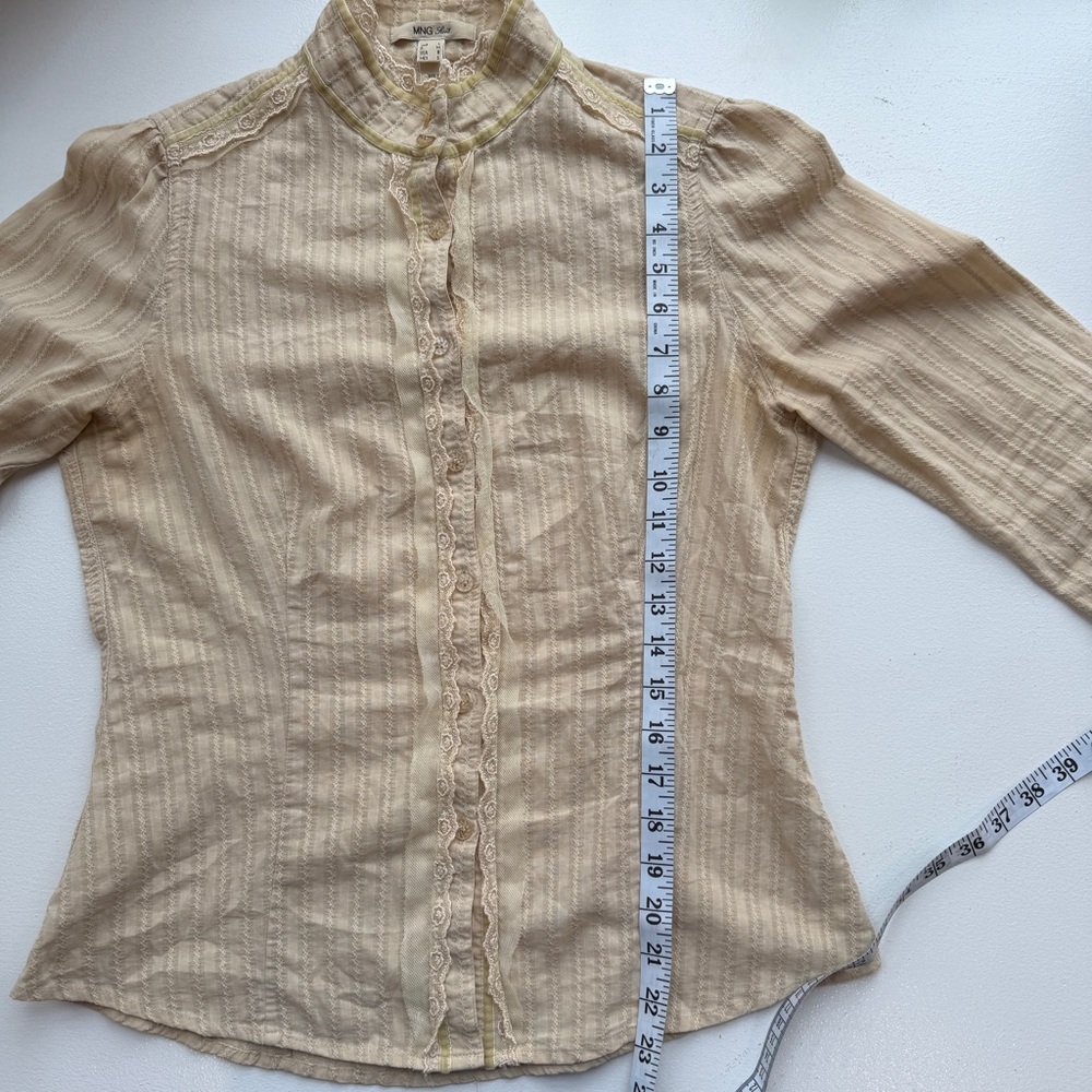 Mango Cream Lace High Neck Blouse Victorian Edwardian Cottagecore Prairie Size 8 - Picture 5 of 11
